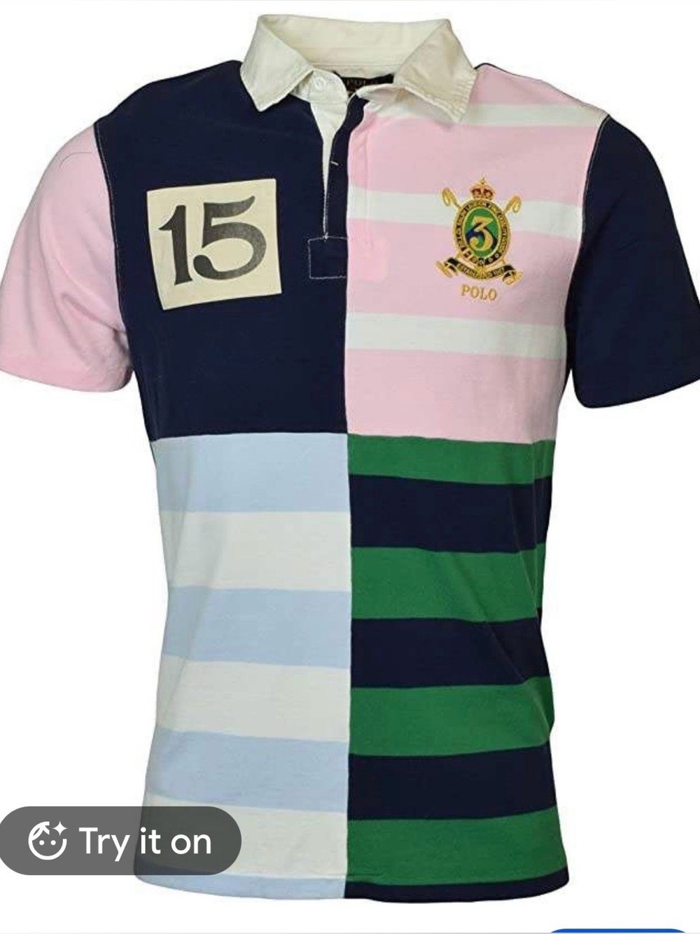 Polo Ralph Lauren Short-Sleeve Custom Slim Fit Colorblocked/Patchwork Rugby